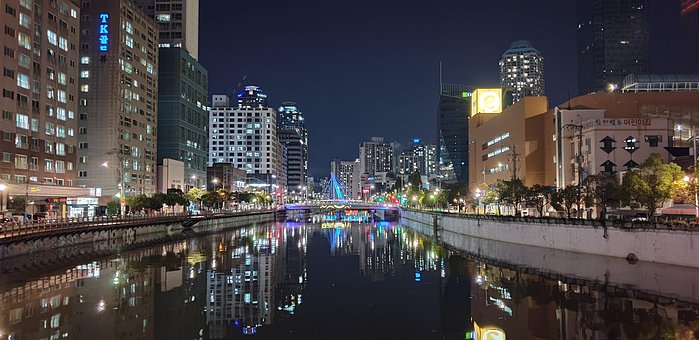 Vista De Noche, Noche, Ciudad, Puente