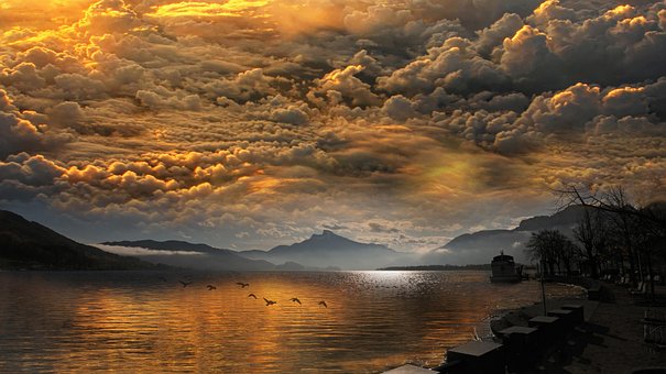 Tordenvejr, Natur, Skyer, Storm, Sø, Hav
