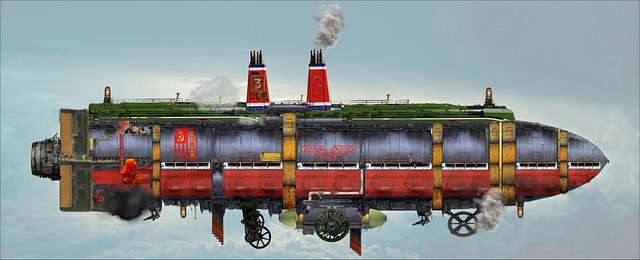 Free zeppelin airship steampunk illustration