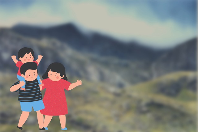 Free family adventure nature illustration