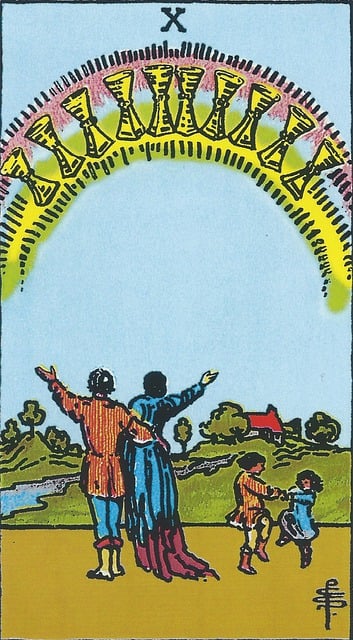 Free ten of cups tarot card illustration