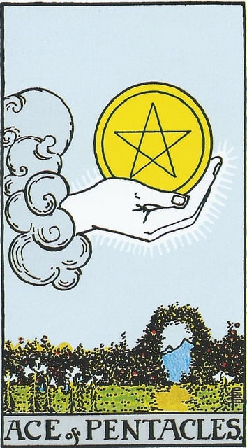 Free ace of pentacles tarot card illustration