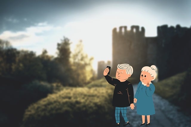 Free grandparents senior citizens selfie illustration