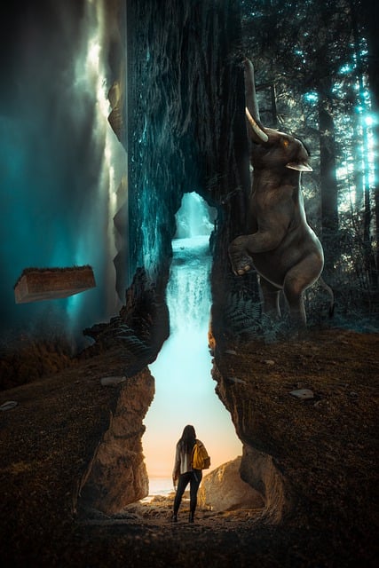 Free woman forest sea illustration