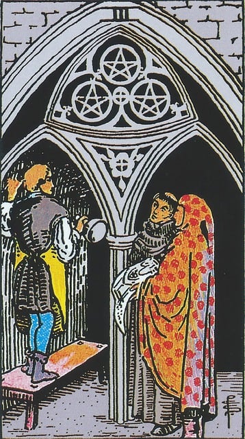 Drei Von Pentakeln, Tarot, Karte