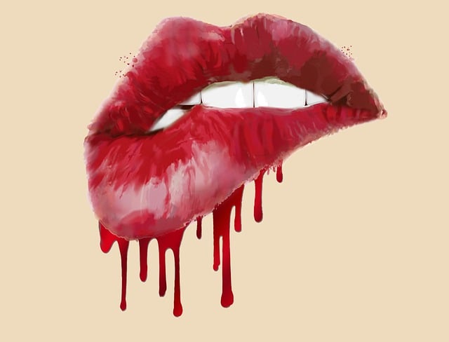 Lippen, Tropfendes Blut, Lippenbiss