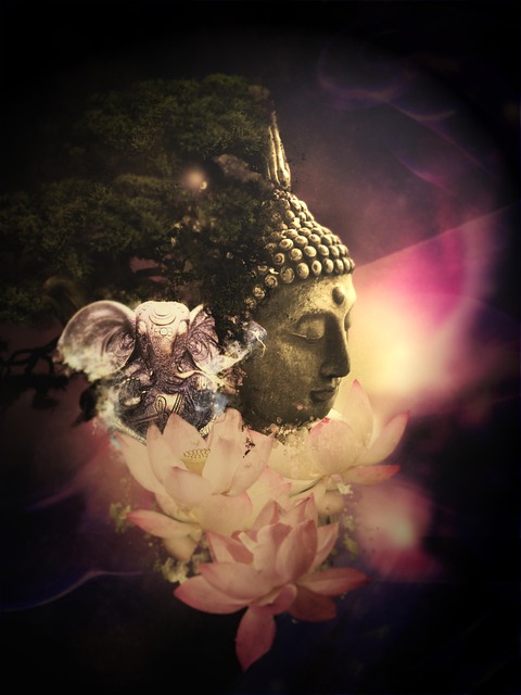 Buddha, Religion, Elefant, Blomst, Kunst