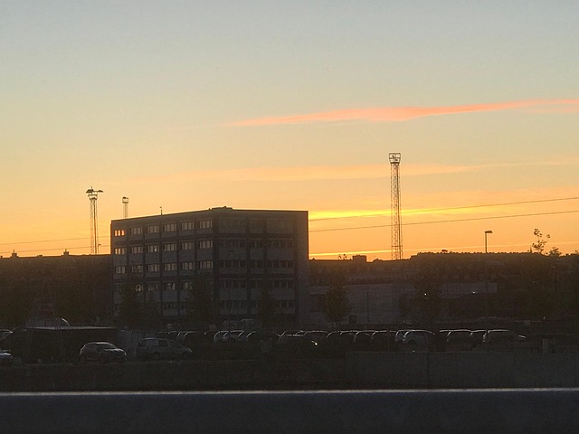 Free Sunrise Behind Houses photo and picture