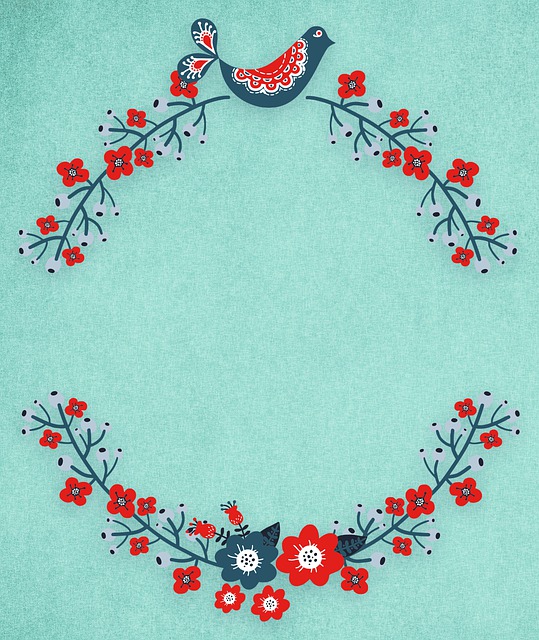 Download free HD stock image of Bird Floral Background Free bird floral background wreath illustration