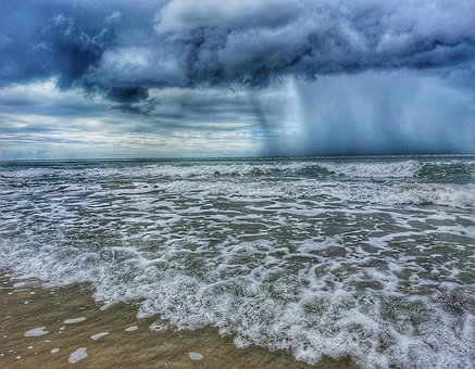Meer, Ozean, Strand, Wolken, Natur