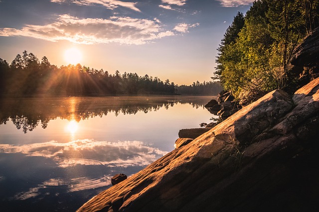 Sø, Solopgang, Natur, Afspejling