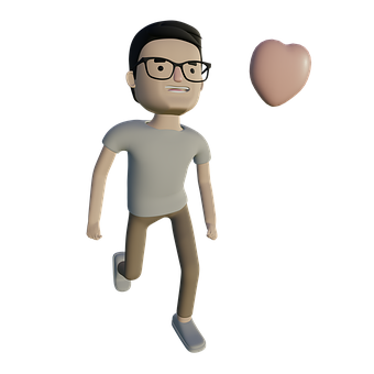 Amor, Feliz, Amando, Homem, 3D Render