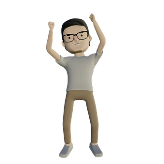 Alegrar, Feliz, Homem, 3D Render
