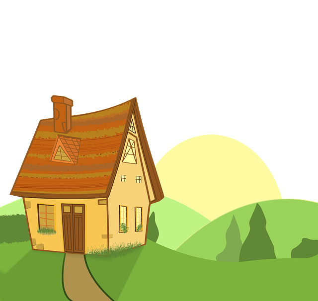 Free cottage house nature illustration