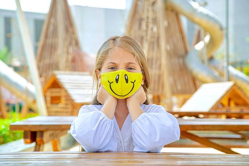 Coronavirus, Máscara, Niña, Smiley, Niño