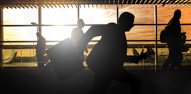 Free businessman rush airport illustration