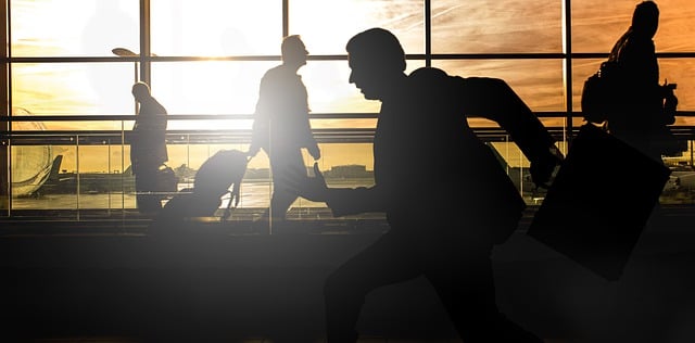 Free businessman rush airport illustration