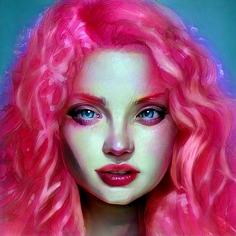 Frau, Gesicht, Pinkes Haar, Schminke