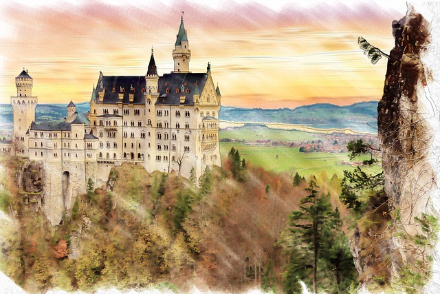 Free castle fortress building illustration