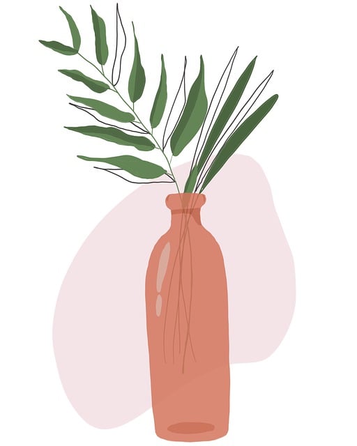 Free leaves vase plant illustration