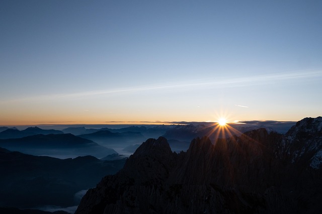 Alpes, Nascer Do Sol, Montanhas, Névoa