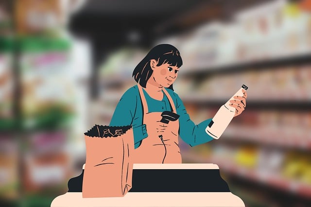 Free cashier supermarket hypermarket illustration