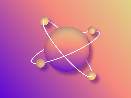 原子, 科学, 空间, 宇宙, 星系, 化学, 球体, 行星, 图标, 坡度