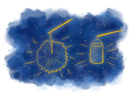 Lanternas, Estrelas, Luz, Puxar Lanterna