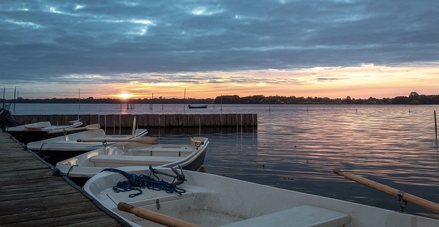 Sø, Sejlbåd, Solnedgang, Kyst, Rejse