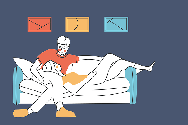 Free couple love cuddles illustration