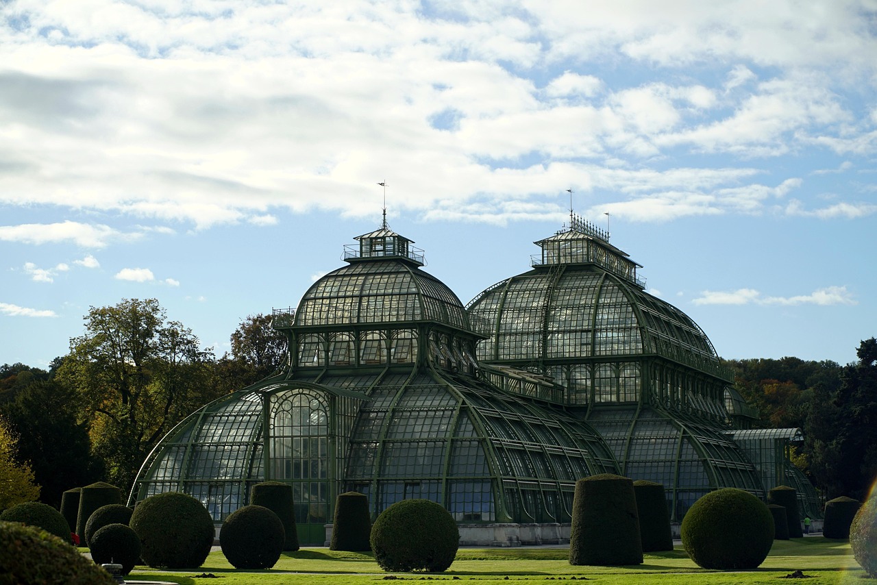glasshouse, schonbrunn palace park, schonbrunn park, greenhouse, vienna, architecture