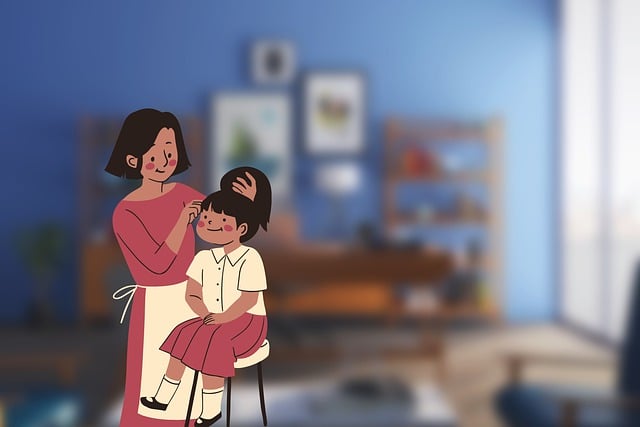 Free mother daughter morning illustration