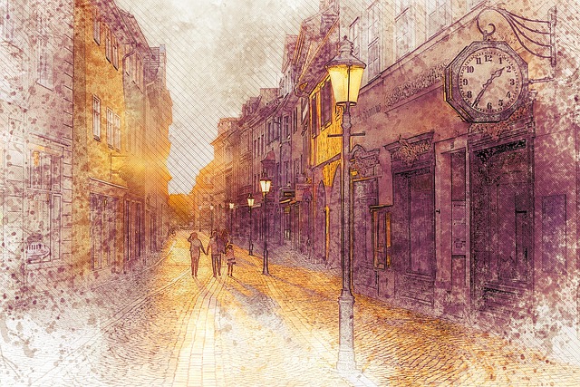Free street painting city illustration
