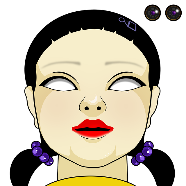 Free squid game killer doll portrait illustration