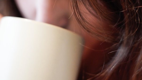 Mädchen, Trinken, Becher, Kaffee, Tee