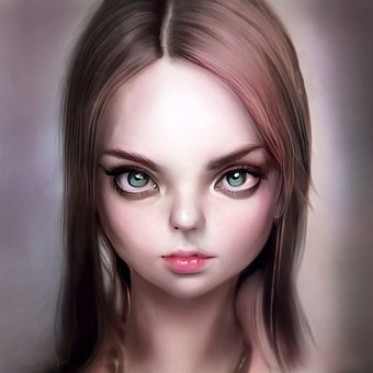 Frau, Gesicht, Puppe, Mädchen, Digital