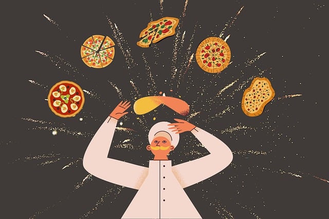 Free pizza chef italian food illustration