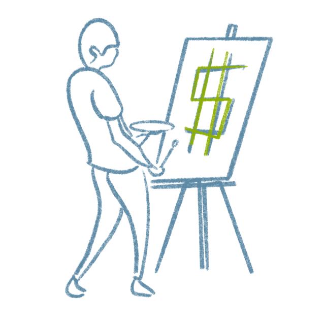 Pintor, Signo De Dólar, Negocio, Cuadro
