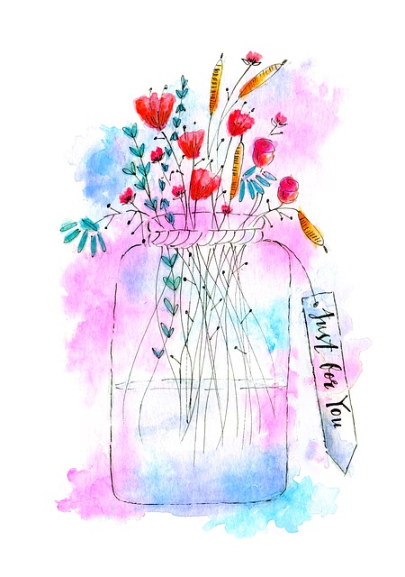 Free flowers flower vase watercolor painting illustration