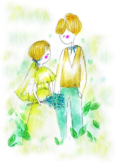 Download free HD stock image of Couple Lovers Free couple lovers watercolor painting illustration