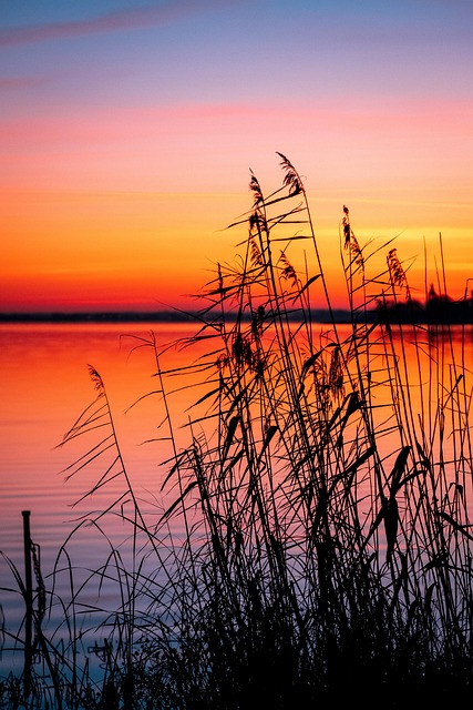 Sø, Natur, Solnedgang, Skumring