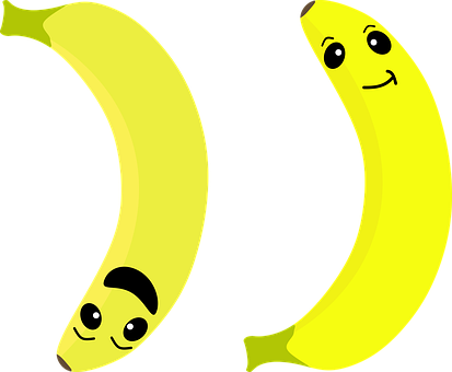 Plátanos, Fruta, Comida, Dibujo, Sonrisa