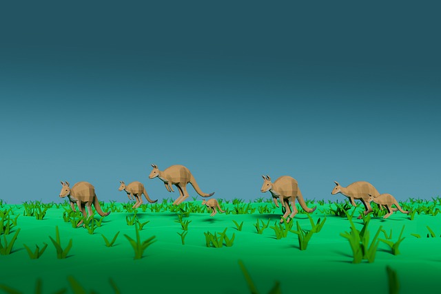 Free kangaroos marsupial low poly illustration