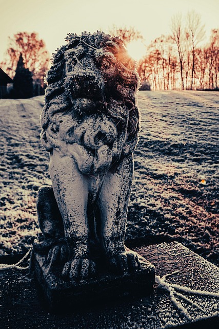 León, Estatua, Invierno, Nieve