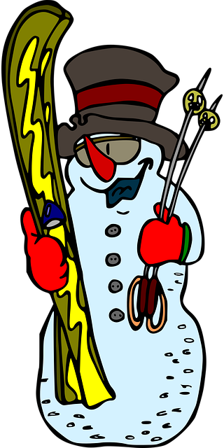 Free snowman skier cheerful vector