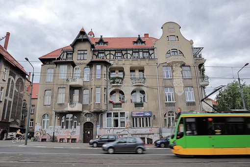 Poznaň, Ежице, Činžák, Město, Tramvaj