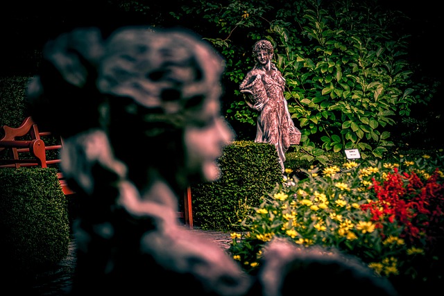 Jardín, Estatua, Flor, Escultura, Mujer