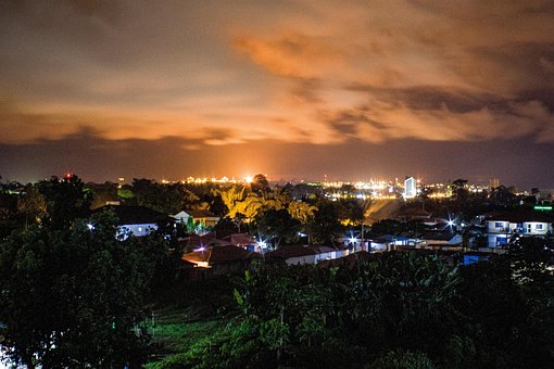 Crepúsculo, Malabo, Cidade, Noite