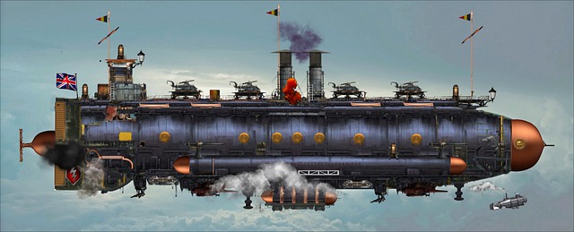 Free airship steampunk fantasy illustration
