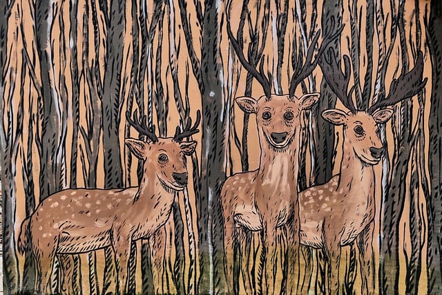 Free fallow deer wall wall paintings illustration